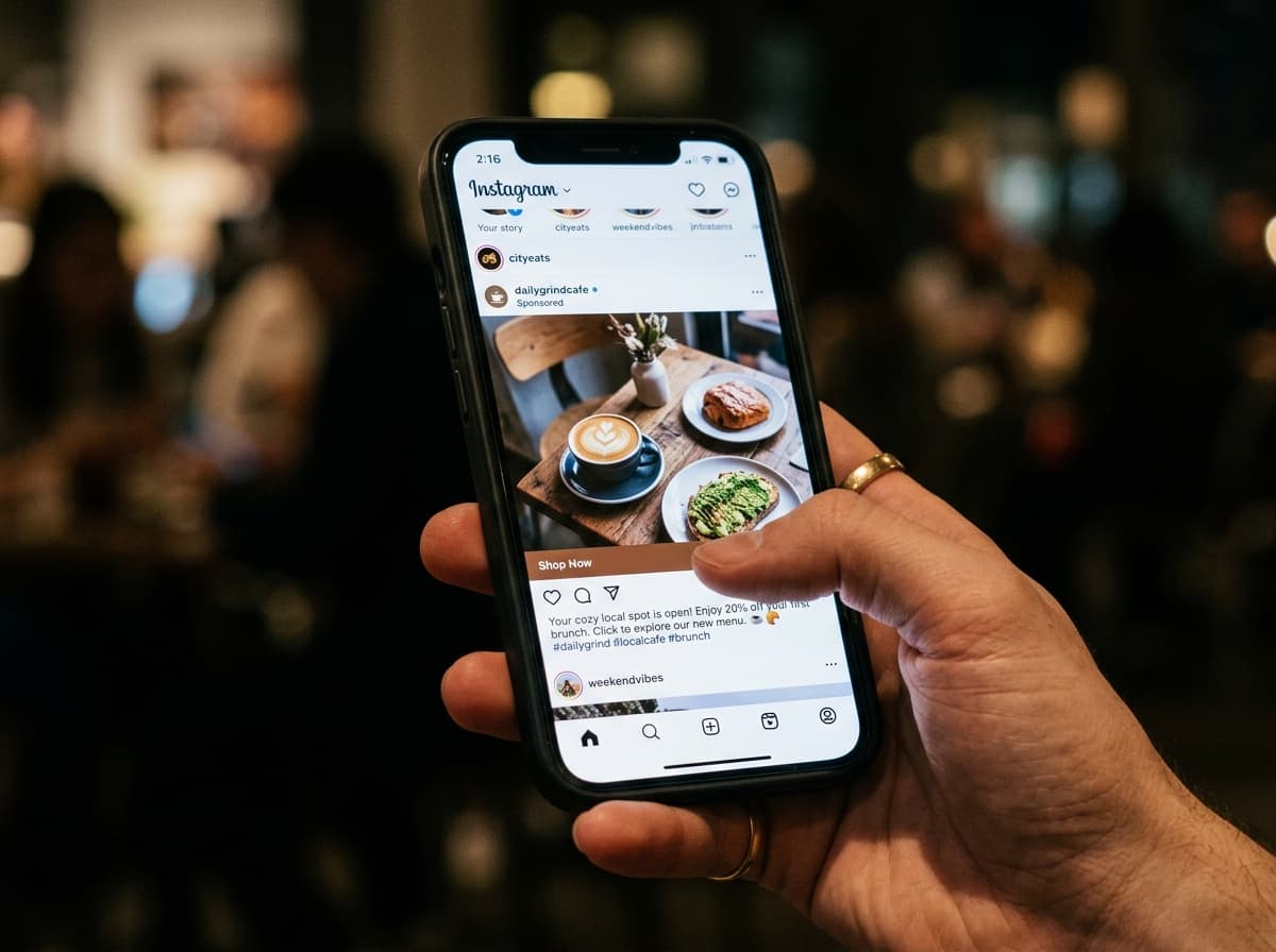 Social media ad on phone