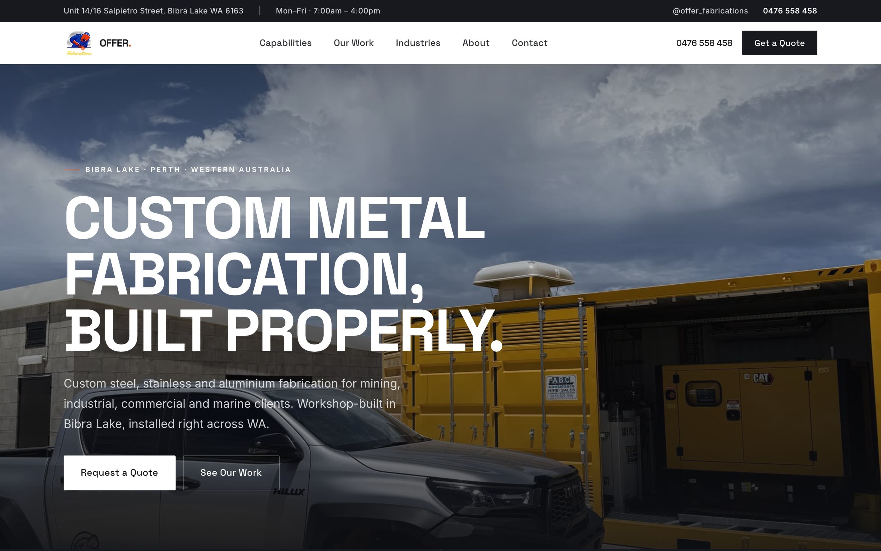 Offer Fabrications website